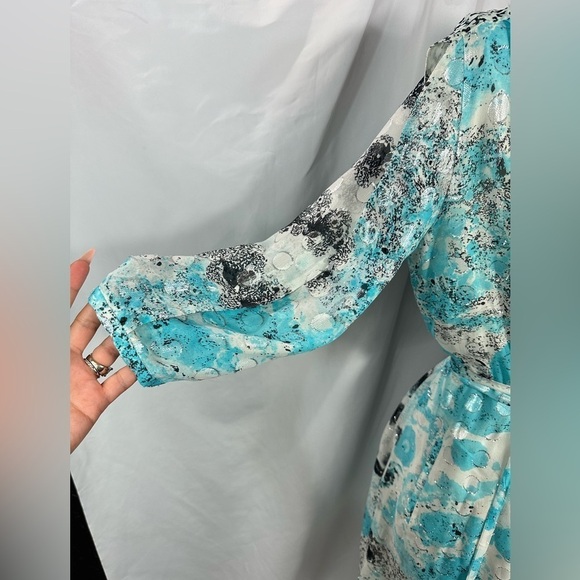 NWT Diane Von Furstenberg Autumn Silver Met Dot wrap mini dress size 8 - Picture 4 of 14